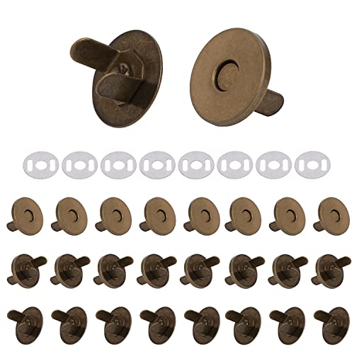 Trimming Shop 18 mm Magnetverschluss, Metall-Druckknopfverschluss mit 2 Unterlegscheiben für DIY-Kleidung, Ledermantel, Geldbörsen, Handtaschenherstellung, Bronze, 20 Stück von Trimming Shop