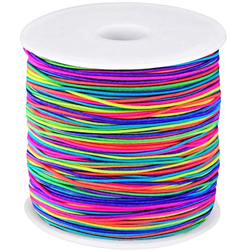 Trimming Shop 1mm breites elastisches Regenbogen-Nähgarn für Raffen — volle Rolle mit 100 Metern Stretchschnur — Spule aus elastischem Schnur für Bekleidungs- und Schmuckherstellung Trimming Shop 1mm breites elastisches Regenbogen-Nähgarn für Raffen — volle Rolle mit 100 Metern Stretchschnur — Spule aus elastischem Schnur für Bekleidungs- und Schmuckherstellung von Trimming Shop