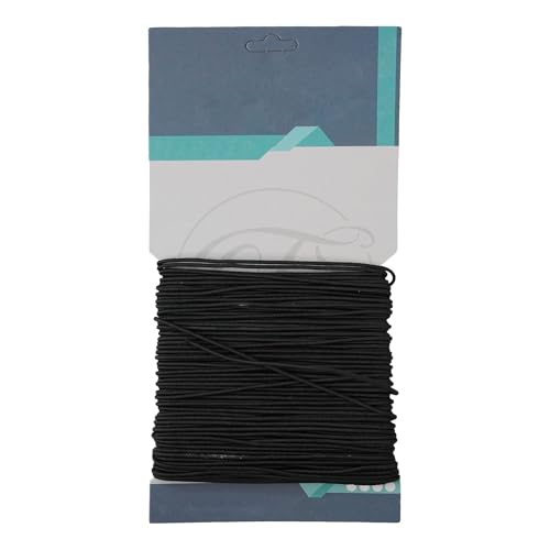 Trimming Shop Nähgarn mit elastischem Band, 1 mm breit, schwarz, zum Raffen, 10 m Lange Dehnbare Kordel, elastische Schnur für Kleidung, Schmuckherstellung und Heimwerkerarbeiten von Trimming Shop