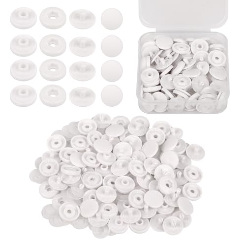 Trimming Shop 20 Sets T5 Kunststoff-Druckknöpfe mit Aufbewahrungsbox, Druckknöpfe ohne Nähen, Druckknöpfe für Windeln, Blazer, Kostüme, Handwerk, Jacken, Kinderkleidung, Hemden und Polster (weiß) von Trimming Shop