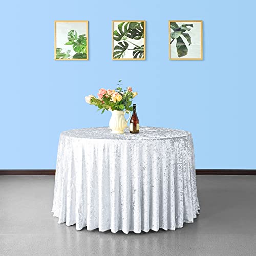 Trimming Shop 228,6 cm runde weiße Pannesamt-Tischdecke, waschbar, weicher Stoff, Glitzer, Tischdecke für Hochzeit, Bankett, Küche, Geburtstag, Urlaub, Dinner-Party-Dekoration, 1 Stück Trimming Shop 228,6 cm runde weiße Pannesamt-Tischdecke, waschbar, weicher Stoff, Glitzer, Tischdecke für Hochzeit, Bankett, Küche, Geburtstag, Urlaub, Dinner-Party-Dekoration, 1 Stück von Trimming Shop
