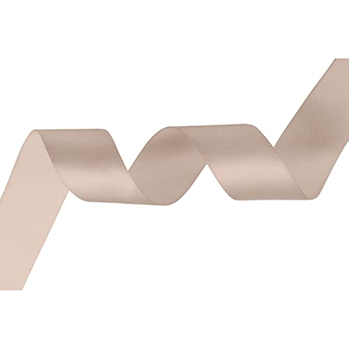 Trimming Shop 23mm x 10 Meter Beidseitig Satin Polyester Band Rollen für Stoff, DIY Kunst & Handarbeiten, Haar Schleifen, Weihnachten Geschenke Einpacken, Hochzeit & Heim Deko, Nähen Projekt, Taupe von Trimming Shop