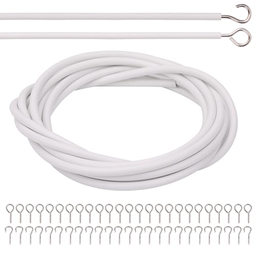 Trimming Shop Netzvorhangdraht & Haken Set | 25 m Vorhangschnur mit 25 Haken & 25 Ösen | zuschneidbar, langlebig, Mehrzweck-Kabeldraht-Set für Netzvorhänge, Voiles & mehr – Weiß Trimming Shop Netzvorhangdraht & Haken Set | 25 m Vorhangschnur mit 25 Haken & 25 Ösen | zuschneidbar, langlebig, Mehrzweck-Kabeldraht-Set für Netzvorhänge, Voiles & mehr – Weiß von Trimming Shop