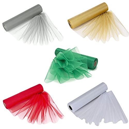 Trimming Shop 25 m x 29 cm schneesichere Organza-Rollen Stoff für Hochzeitsstuhlschärpen, Tischläufer, Swags, Geschenkband, Heim- und Partydekoration (feste 5 Farben) von Trimming Shop