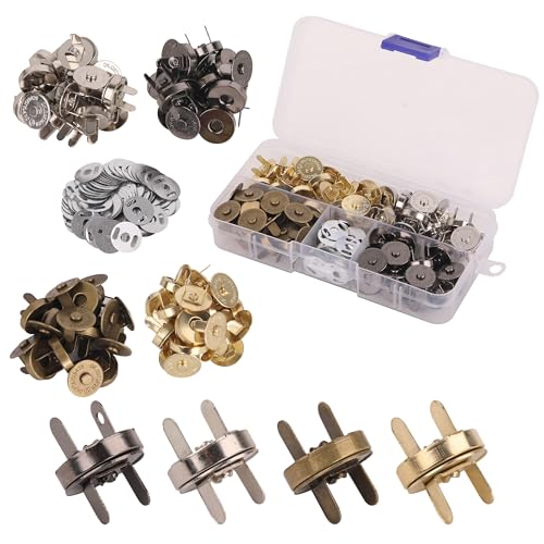 Trimming Shop 40 Sets 14 mm Magnetknopf-Druckknöpfe – No-Sew Verschlüsse in 4 Farben Gold Silber Bronze Gunmetal Magnetverschluss für DIY Handwerk Nähen Taschen Geldbörsen Kleidung und Leder von Trimming Shop