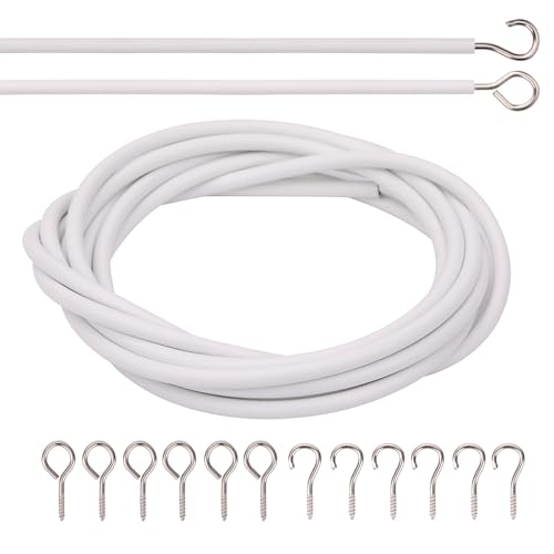 Trimming Shop Netzvorhangdraht & Haken Set, 5 m Vorhangschnur mit 6 Haken und 6 Ösen, zuschneidbar, langlebig, Mehrzweck-Kabeldraht-Set für Netzvorhänge, Voiles und mehr, Weiß Trimming Shop Netzvorhangdraht & Haken Set, 5 m Vorhangschnur mit 6 Haken und 6 Ösen, zuschneidbar, langlebig, Mehrzweck-Kabeldraht-Set für Netzvorhänge, Voiles und mehr, Weiß von Trimming Shop