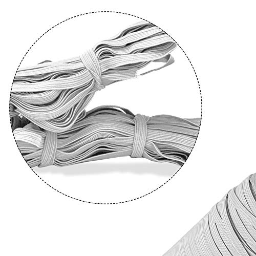 Trimming Shop 5 mm Flache elastische Kordel - Weißes Gummiband Geflochtenes Stretchband, dünne elastische Schnur für DIY Nähen, Stricken, Gesichtsbedeckung Herstellung, Basteln, Kleidung 10 Meter von Trimming Shop