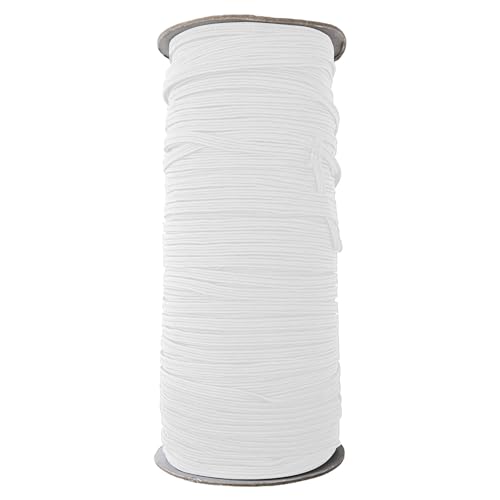 Trimming Shop 5mm Breit flaches Gummiband - weiße elastische Schnur breit dehnbar elastische Schnur für DIY-Projekte, Nähen, Basteln, Kleidung, 100 Metres von Trimming Shop