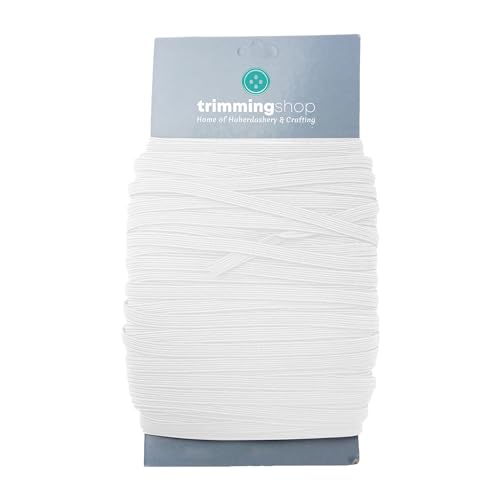 Trimming Shop 5mm breit, 5 Metres lang - weißes elastisches Band zum Nähen und Basteln - rundes Gummiband für Kleidung - Dehnbare Kordel für Röcke und Hosenbund von Trimming Shop