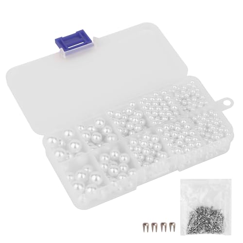 Trimming Shop 700 Stück weiße Harzperlen Set - 4/5/6/8/10 mm runde Kunststoffperlen Kit für Schmuckherstellung, Perlenhandwerk, DIY-Armbänder, Halsketten, Ohrringe & Heimdekor-Zubehör Trimming Shop 700 Stück weiße Harzperlen Set - 4/5/6/8/10 mm runde Kunststoffperlen Kit für Schmuckherstellung, Perlenhandwerk, DIY-Armbänder, Halsketten, Ohrringe & Heimdekor-Zubehör von Trimming Shop