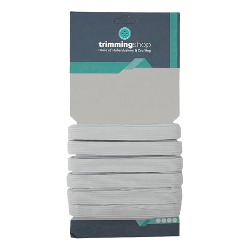 Trimming Shop 7mm Breit Weiß Elastisch Band Zum Nähen und Handwerk - Spule von Elastisch Flach Band für Bekleidung - Dehnbar Kordel für Röcke und Hose Hosenbund - weiß, 10 m Trimming Shop 7mm Breit Weiß Elastisch Band Zum Nähen und Handwerk - Spule von Elastisch Flach Band für Bekleidung - Dehnbar Kordel für Röcke und Hose Hosenbund - weiß, 10 m von Trimming Shop