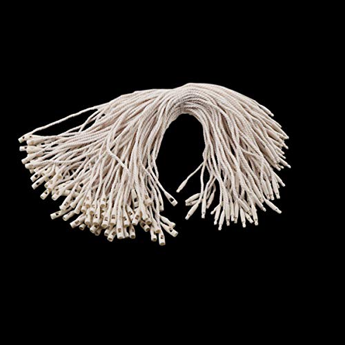 Trimming Shop Baumwolle Hänger Tag mit Schloss Etiketten Saiten Natürlich Kordel Kugel Verschluss für Sicher Preis Etiketten Mode Kleidung Bekleidung, 20cm, 100pcs - Beige, 20cm von Trimming Shop