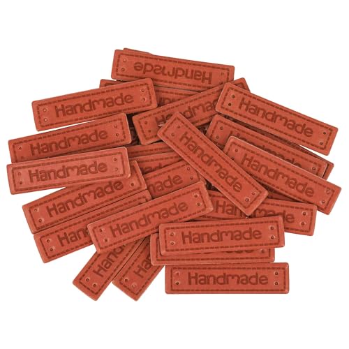 Trimming Shop Braune Kunstleder-Etiketten, handgefertigt, 4 cm x 1 cm, rechteckig, mit 4 Löchern, für Taschen, Geldbörsen, Stricken, Kleidung und Bastelarbeiten Trimming Shop Braune Kunstleder-Etiketten, handgefertigt, 4 cm x 1 cm, rechteckig, mit 4 Löchern, für Taschen, Geldbörsen, Stricken, Kleidung und Bastelarbeiten von Trimming Shop