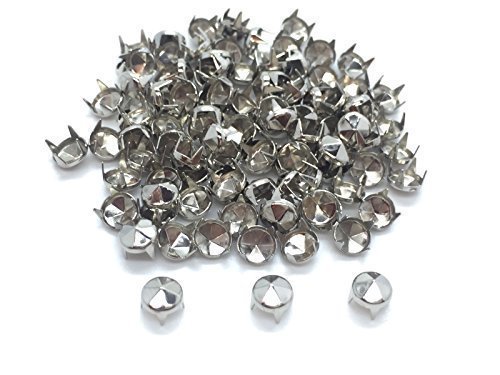 Trimming Shop Diamant Schnitt Nagel Kopf Punk Nieten Dekorativ Zubehör für Geldbörsen, Leder Jacke, Bekleidung Dekoration, DIY Handarbeiten Verzierung (5mm,Silber,100pcs) von Trimming Shop