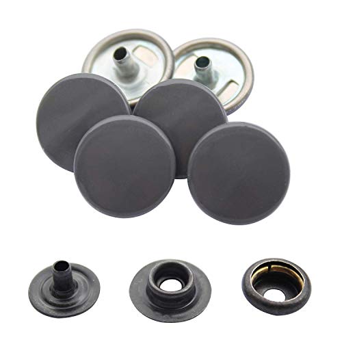 Trimming Shop Dunkelgrüne Druckknöpfe mit schwarzen Druckknöpfen auf der Rückseite, 15 mm, 4-teilige Metall-Druckknöpfe für Jacken, Jeans, Lederhandwerk, Riemen und Nähprojekte, Kleidungsreparatur, 10 von Trimming Shop