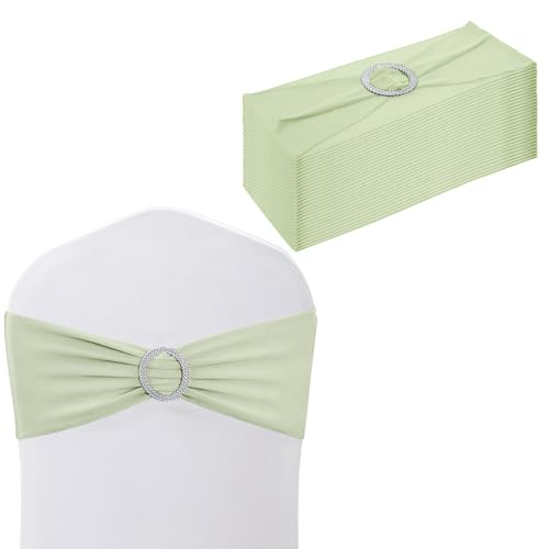 Trimming Shop Elfenbein Spandex-Stuhlband mit Schiebeschnalle, Dehnbare Stoff-Stuhlbandschärpe, elastisches Hochzeitsstuhlabdeckband für Stuhldekoration, Hochzeitsfeier, 10 Stuck# von Trimming Shop