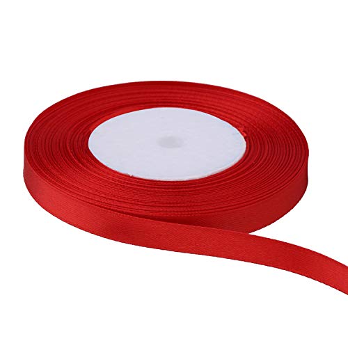 Trimming Shop Rotes Vollband, 10 mm x 25 m, doppelseitiges Satin, bunt, 100% Polyester, zum Verpacken, Dekorieren, Basteln und Basteln, maschinenwaschbar von Trimming Shop
