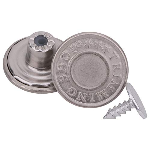 Trimming Shop Jeans Knopf Hammer Auf 17mm Messing Tack Verbindungen Mit Aluminium Zurück Nadel Für Bekleidung Reparatur, Jeans, Jeans, Röcke, Jacken - Silbern, 10pcs von Trimming Shop