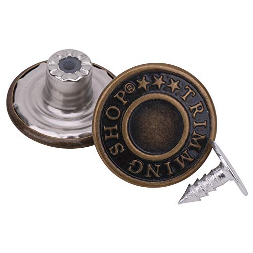 Trimming Shop Jeansknopf-Hammer auf 14 mm Messing Reißzwecken mit Aluminium-Nadel für Bekleidungsreparatur, Jeans, Denims, Röcke, Jacken (Bronze, 10 Stück) von Trimming Shop