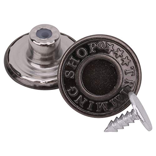 Trimming Shop Jeansknopf-Hammer auf 25 mm Messing-Klemmverschlüsse mit Aluminium-Rücknadel für die Reparatur von Kleidung, Jeans, Denims, Röcken, Jacken (Gunmetal, 100 Stück) von Trimming Shop