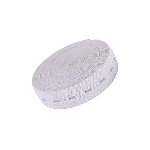 Trimming Shop Knopfloch Elastisches Band Dehnbare Schnur, 25 mm Gummibänder Spule zum Nähen, Hosenbänder, Umstandsmode, Nähen, Stricken, Basteln - 25 Meter, Weiß von Trimming Shop