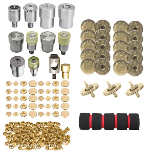 Trimming Shop Komplettes Lederhandwerksset mit 14 mm Magnetverschlüssen, 15 mm S-Federdruckknöpfen, 8 mm Doppelkappennieten, Handpressschablonen und Schaumstoffgreifer, Taschenherstellung und Trimming Shop Komplettes Lederhandwerksset mit 14 mm Magnetverschlüssen, 15 mm S-Federdruckknöpfen, 8 mm Doppelkappennieten, Handpressschablonen und Schaumstoffgreifer, Taschenherstellung und von Trimming Shop
