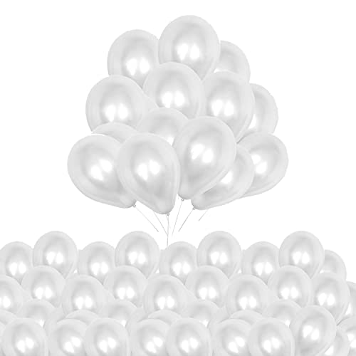 Trimming Shop Latexballons, 10" große dicke Luftballons, hochwertige Party-Luftballons für Geburtstag, Hochzeit, Jubiläen, Babyparty, Bogen-Dekoration, Weiß, 100 Stück von Trimming Shop