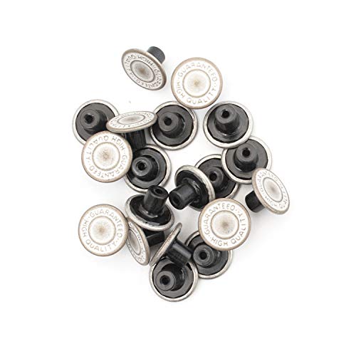 Trimming Shop Matt Silber Bronze 14mm Metall Jeans Knöpfe Tack Verbindungen mit Rücken Pin für Bekleidung Reparatur, Jeans, Jacken - Matt Silber, 10 von Trimming Shop