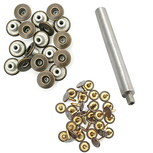 Trimming Shop Messingknöpfe, Anstecknadel, mit Handwerkzeug, Denim-Ersatz für Reparatur von Kleidung, Jacken, Damenröcken, DIY Handwerk (14 mm, dunkle Bronze, 10 Stück) von Trimming Shop