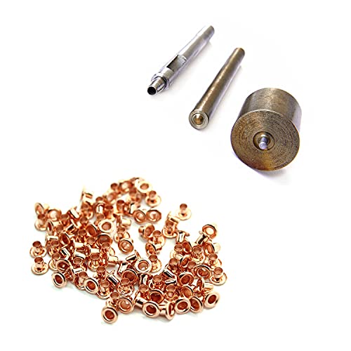 Trimming Shop Ösen-Set, 100 Set 2-mm-Ösen mit 3-teiligem Montagewerkzeug-Set, Ösenstanz-Werkzeugset für Heimwerkerprojekte, Lederhandwerk, Stoff, Scrapbook, Roségold Trimming Shop Ösen-Set, 100 Set 2-mm-Ösen mit 3-teiligem Montagewerkzeug-Set, Ösenstanz-Werkzeugset für Heimwerkerprojekte, Lederhandwerk, Stoff, Scrapbook, Roségold von Trimming Shop