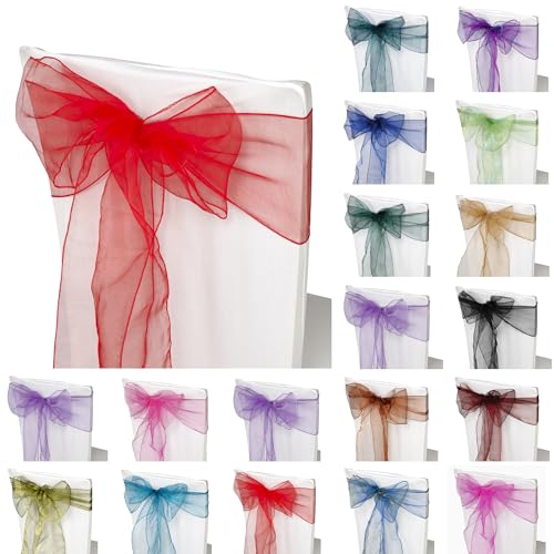 Trimming Shop Organza-Schärpen für Stuhlhussen in verschiedenen Farben, für Hochzeit, Bankett, Geburtstag, Event-Dekoration, 17cm x 280cm, Rot, 25 Stück Trimming Shop Organza-Schärpen für Stuhlhussen in verschiedenen Farben, für Hochzeit, Bankett, Geburtstag, Event-Dekoration, 17cm x 280cm, Rot, 25 Stück von Trimming Shop