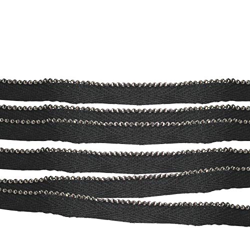Trimming Shop Paspelschnur aus Baumwolle mit 12 mm breitem Einsteckband zum Nähen von maßgeschneiderter Kleidung, Schneidern, Kunst & Handwerk, DIY-Projekte (Schwarz mit Metallperlen, 10 Meter) von Trimming Shop