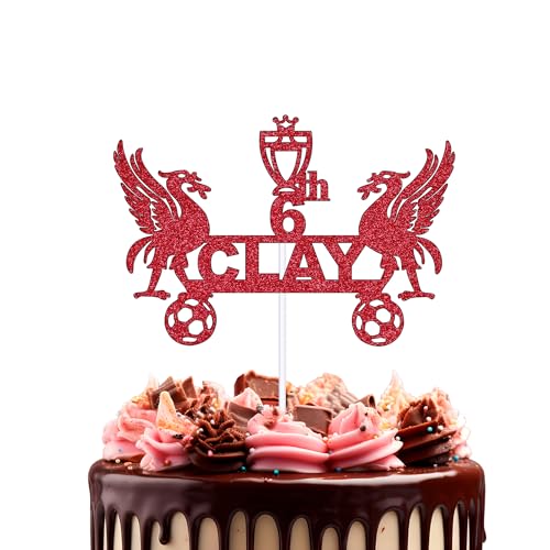 Trimming Shop Personalisierte Happy Birthday Cake Topper, doppelseitiger Glitzer, personalisiert mit jedem Namen und Alter, Kuchenpicks, Sport-Fußball-Thema, Geburtstagsparty-Zubehör, von Trimming Shop