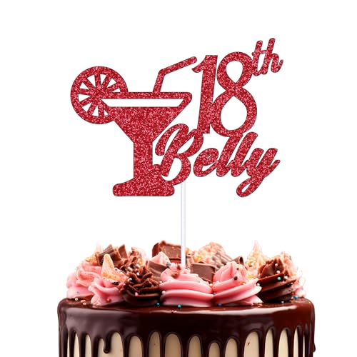 Trimming Shop Personalisierte Happy Birthday Cake Topper, doppelseitiges Glitzer-Cocktailglas-Design, personalisiert mit jedem Namen und Alter, Kuchenpicks, Themen-Geburtstagsparty-Zubehör, von Trimming Shop