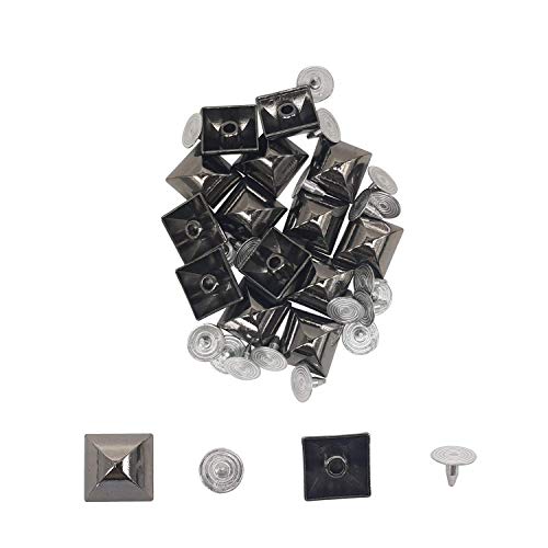 Trimming Shop Quadratische Messing Pyramidennieten mit Basis Pins Leder Nieten für DIY Handwerk, Kleidung, Taschen Dekoration, Geldbörsen Verzierung, Messing, Schwarzes Metall (10 mm), 10 mm von Trimming Shop