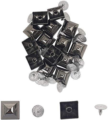 Trimming Shop Quadratische Messing Pyramidennieten mit Basis Pins Leder Nieten für DIY Handwerk, Kleidung, Taschen Dekoration, Geldbörsen Verzierung, Messing, Schwarzes Metall (10 mm), 10 mm von Trimming Shop