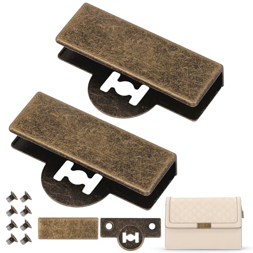 Trimming Shop Rechteckige Metallkantenplattenabdeckungen für Magnetverschlussverschluss mit Schrauben, Geldbörsenrandschlossplatte, Taschenriemen-Verschlussabdeckung, Taschenverschluss-Hardware von Trimming Shop