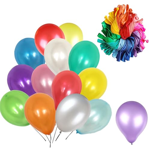 Trimming Shop Regenbogen-Party-Luftballons, 200 Stück, 30,5 cm, verschiedene helle Farben, starker Latex-Ballon für Luft- oder Heliumgebrauch, Geburtstag, Hochzeit, Babyparty, Dekoration, von Trimming Shop