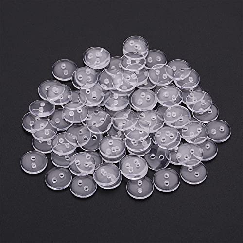 Trimming Shop Runde Kunststoffknöpfe, 2 Löcher, zum Nähen von Kleidung, Nähen, Basteln, für Kinder, handgefertigte Dekoration, Stricken, DIY-Projekte (10 mm, transparent, 100 Stück) von Trimming Shop
