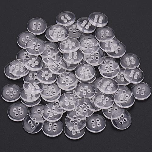 Trimming Shop Runde Kunststoffknöpfe, 4 Löcher, zum Nähen von Kleidung, Nähen, Basteln, für Kinder, handgefertigte Dekoration, Stricken, DIY-Projekte (15 mm, transparent, 10 Stück) von Trimming Shop
