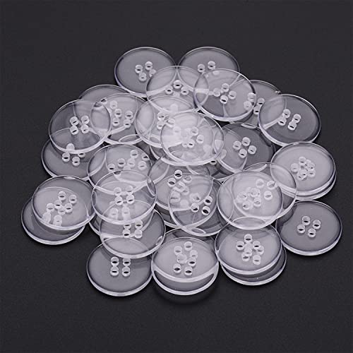 Trimming Shop Runde Kunststoffknöpfe, 4 Löcher, zum Nähen von Kleidung, Nähen, Basteln, für Kinder, handgefertigte Dekoration, Stricken, DIY-Projekte (20 mm, transparent, 10 Stück) von Trimming Shop