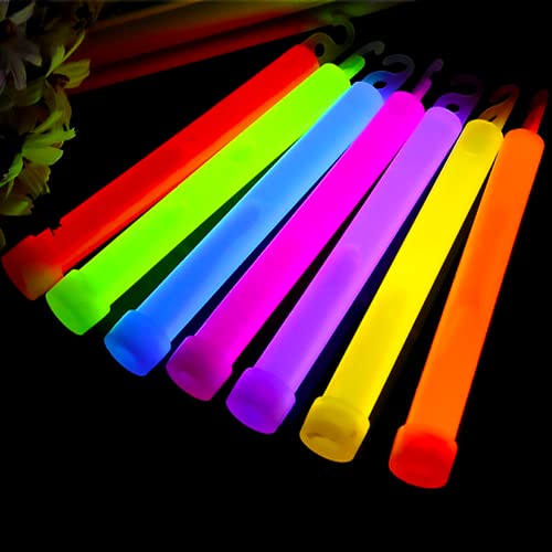 Trimming Shop Schlüsselband, 15,2 cm, für Silvester, Abschlussfeier, Camping, Premium-Lanyard, ultrahell, leuchtet im Dunkeln, Rod, Mega-Party, 25 Stück (Mehrfarbig) von Trimming Shop
