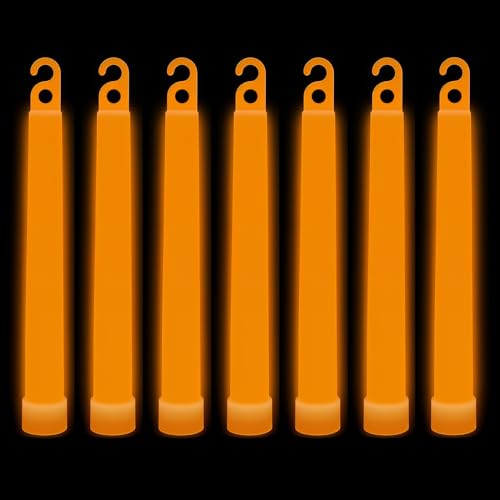 Trimming Shop Schlüsselband, 15,2 cm, für Silvester, Abschlussfeier, Camping, Premium-Schlüsselband, ultrahell, im Dunkeln Leuchtend, Mega-Party, 25 Stück, Orange von Trimming Shop
