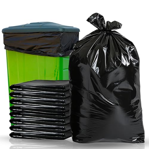 Trimming Shop Schwarze Müllbeutel 90L Kapazität - Müllsäcke Heavy Duty Schwarz Müllsäcke für Außen und Garten Mülleimer - Starke Müllsäcke für Müll 60cm breit x 90cm lang (50) von Trimming Shop