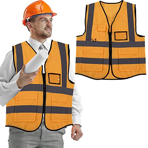 Trimming Shop Sicherheitsweste aus atmungsaktivem Netzstoff, hohe Sichtbarkeit, mit Reißverschluss, Sicherheits- und Notfalljacke mit neonreflektierenden Streifen, Ausweisfach und Handytasche, gelb Trimming Shop Sicherheitsweste aus atmungsaktivem Netzstoff, hohe Sichtbarkeit, mit Reißverschluss, Sicherheits- und Notfalljacke mit neonreflektierenden Streifen, Ausweisfach und Handytasche, gelb von Trimming Shop