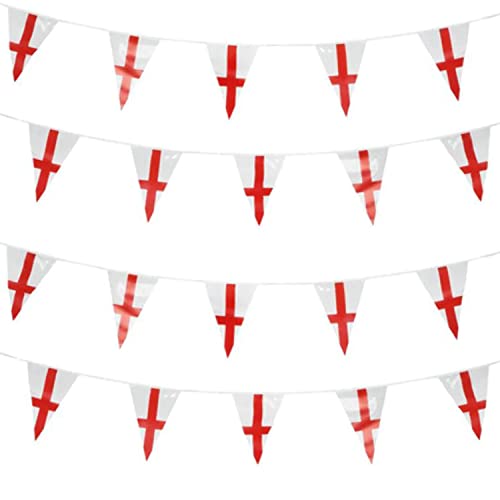 Trimming Shop St. George Cross England-Wimpelkette, 10 m lang, doppelseitig, 25 Stück, dreieckige England-Flagge, Wimpelkette für St. George's Day, England-Sportfeier, Straßenparty, Grillparty Trimming Shop St. George Cross England-Wimpelkette, 10 m lang, doppelseitig, 25 Stück, dreieckige England-Flagge, Wimpelkette für St. George's Day, England-Sportfeier, Straßenparty, Grillparty von Trimming Shop