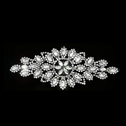 Trimming Shop Strass Strass Kristalle Aufnäher Applikation für Braut Hochzeit Kleid, Freizeit oder Formell Kleidung Mode Accessoires 150mm X 60mm Ca Patch Nr. A088 von Trimming Shop