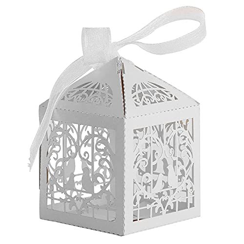 Trimming Shop Süßigkeiten-Geschenkbox, präziser Schnitt, süße Vögel, Hochzeit, Geburtstag, Babyparty, Event mit Bändern, Weiß, 50 Stück Trimming Shop Süßigkeiten-Geschenkbox, präziser Schnitt, süße Vögel, Hochzeit, Geburtstag, Babyparty, Event mit Bändern, Weiß, 50 Stück von Trimming Shop