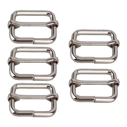 Trimming Shop Triglide Schieberschnalle, Metall, verstellbar, langlebig, leicht, Schiebeschnalle für Gurtbänder, Rucksack, Verschlüsse, Haustierhalsbänder und Taschenzubehör, Silber, 5 Stück von Trimming Shop