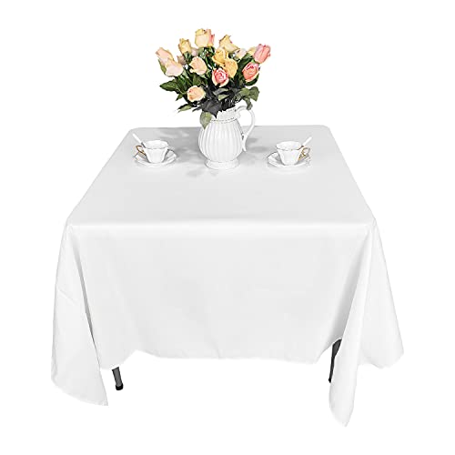 Trimming Shop Weiß Quadrat Tischdecke aus Baumwolle-Polyester, 90" x 90" Premium Leinen Tischdecke, waschbare Stoff-Tischdecke für Hochzeiten, Bankette, Partys, Esstisch, 1pc von Trimming Shop